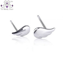 100% Real Solid 925 Sterling Silver Fashion Jewelry Angel Wing Stud Earrings bijoux Brincos For Women Wholesale Anti Allergic 2024 - buy cheap