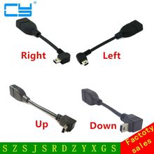 Mini USB tipo B con ángulo de 90 grados, Cable OTG hembra de 10cm y 50cm, cable USB otg corta para Audio de coche, DVD y GPS 2024 - compra barato