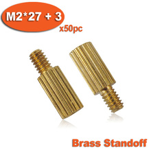 50pcs Male To Female Thread M2 x 27mm + 3mm Cylinder Shaped Brass Standoff Spacer Pillars 2024 - buy cheap
