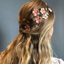 1Set Pink Flower Hair Clips Girls Rhinestones Cystal Hairpins Fashion Hair Pins Bridal Wedding Hair Accessories For Women 2024 - buy cheap