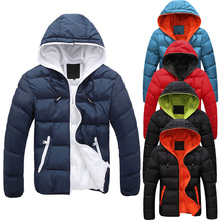 2021 Новая модная мужская зимняя теплая куртка с капюшоном, тонкое повседневное пальто, хлопковая стеганая куртка, парка, пальто с капюшоном, плотное пальто 2024 - купить недорого