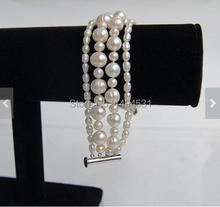 Wholesale Pearl Bracelet - Four Strand White Big And Small Size Genuine Freshwater Pearl Bracelet , 7.5inches Wedding Jewelry. 2024 - buy cheap