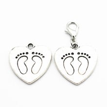 12pcs/lot Alloy Heart Footprint Dangle Charms Lobster Clasp Hanging Charm For Bracelet&Pendant Floating Charms Jewelry 2024 - buy cheap