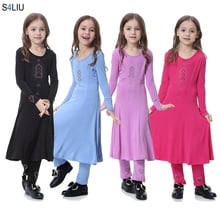 Conjuntos de ropa para niñas musulmanas, maxivestido, pantalones, Abaya, trajes de Jubah Ramadán, Oriente Medio, caftán islámico árabe, nuevo 2024 - compra barato