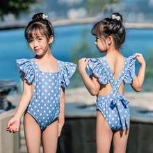 Милая одежда для плавания для девочек, водонепроницаемый купальный костюм с регулируемой спинкой, цельный купальный костюм с шапкой, уличное летнее платье для детей 2024 - купить недорого