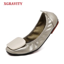 XGRAVITY-zapatos planos plegables para mujer, calzado elegante de talla grande, con punta redonda, A074, 2022 2024 - compra barato