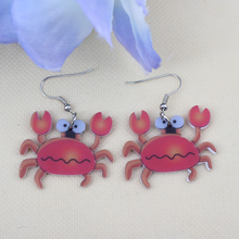 1 pair red crab cute lovely printing drop earrings acrylic new 2014 design spring/summer style for girls woman jewelry 2024 - buy cheap