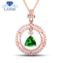 New!!! Wedding Jewelry 18Kt Rose Gold Trillion 7mm Tsavorite  Pendant Jewelry Wholesale Gemstone Wedding Jewelry WP048 2024 - buy cheap