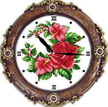 Kit de relógio de parede flor temporada (relógio) de ponto cruz 14ct 11ct de contagem impressa, relógio de parede bordado de costura faça você mesmo, bordado artesanal 2024 - compre barato