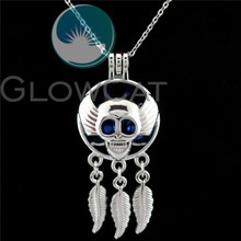 K951 Skull Dream Catcher Beads Pearl Cage Aromatherapy Locket Necklace Women Girl Friend Gift 2024 - buy cheap