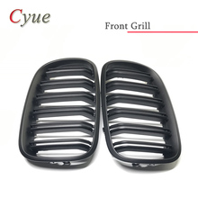 1 Pair L+R Matte Black Double Slat Kidney Grille Front Grill For BMW X5 X6 E70 E71 Car Styling Racing Grills 2007-2014 2024 - buy cheap