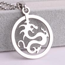 silver color round Dragon 316L Stainless Steel pendant necklaces bead chain for men women wholesale 2024 - buy cheap