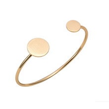 ¡Novedad! pulseras y brazaletes geométricos ajustables redondos grandes y pequeños de color dorado plateado para mujer, 1 unidad 2024 - compra barato