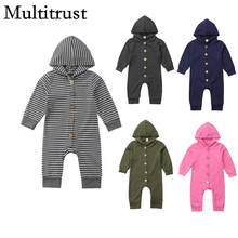 Citgeett Spring Baby Kids Boy Girl Infant Hooded Romper Jumpsuit Solid Striped Clothes Outfit Autumn Clothing Set 2024 - buy cheap