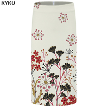 Kyku saias de flores com pintura feminina, linda saia de impressão 3d sexy de festa floral mulheres saias casuais novo 2024 - compre barato