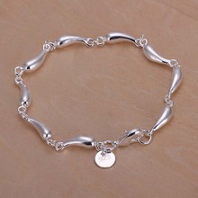 Wholesale Silver Plated Bracelet Jewelry Fashion Silver Full Water Drop Bracelets Bangles Gift For Women Men 2024 - buy cheap