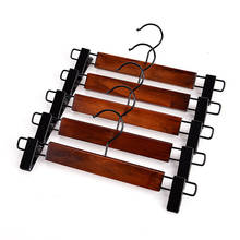 1pcs Hand-held Solid Wood Clothes Hanger Rack Retro Skirt Hanger Holder Kid Adult Trousers Closet Organizer with Pant Clips 2024 - buy cheap