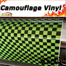 Black Green Checkered Racing Flag Vinyl Film Adhesive Camouflage Car Wrap Foil Sheet With Air Free Bubble Release 2024 - buy cheap