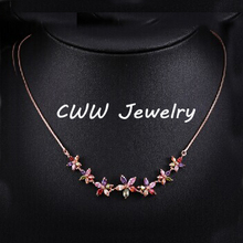 CWWZircons Fashion High Quality Rose Gold Color Marquise-cut Multicolored CZ  Crystal Flower Necklace Pendants For Women CP041 2024 - buy cheap