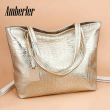 Amberler-Bolso de hombro de piel sintética para mujer, bandolera de gran capacidad con patrón de cocodrilo, a la moda 2024 - compra barato