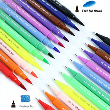 Новые художественные маркеры с двумя наконечниками, ручка с тонкой подводкой и кистью, акварельные ручки для рисования, раскрашивания манги, каллиграфии 2024 - купить недорого