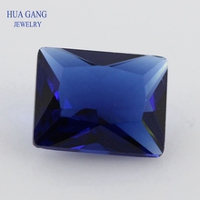 Blue Color Rectangle Shape  Cut Loose Glass Beads Synthetic Gems For Jewelry Size 2x3~12x16mm Free Shipping 2024 - buy cheap