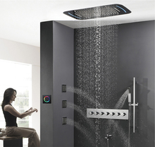 Hideep-chuveiro de chuva embutido com luz led, conjunto de termostato, controle de chuveiro, banheiro, chuveiro, misturador 2024 - compre barato