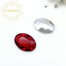 Strass em formato oval vermelho para costurar roupas de casamento diy acessórios móveis frete grátis 2024 - compre barato