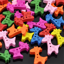 10/50/100 peças cores misturadas girafa madeira botão infantil costura artesanato acessórios wb141 2024 - compre barato