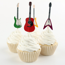 Electronic guitars  cupcake toppers party kids baby bridal shower birthday musical  wedding cake topper decor 2024 - buy cheap