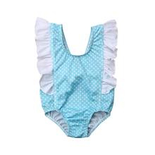 Biquíni fofo estampado infantil feminino, roupa de banho plissada de uma peça para meninas roupa de banho para natação sem costas roupa de praia para crianças 2024 - compre barato