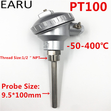 1pc RTD PT100 Temperature Sensors 9.5*100mm Long Probe with 1/2" NPT Threads Terminal Head -50~450C Thermocouple Custom-Made OEM 2024 - buy cheap