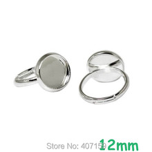 (60 pieces/lot) Blank Kids Rings 12mm Inner Round Bezel tray Cabochon Bases Children Girls Ring Settings Findings Silver Plated 2024 - buy cheap