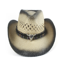 100% Handmade Weave Straw Women Men Hollow Western Cowboy Hat Lady Dad Sombrero Hombre Cowgirl Jazz Caps Size 56-58CM 2024 - buy cheap