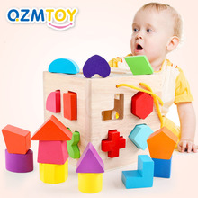 Kids Toys Wooden Shape Sort Geometric Shapes Building Blocks Matching Cognition Training Early Educational Toys For Children 2024 - buy cheap