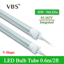 1 PCS LED Bulbs Tubes T8 2FT 570mm V-Shape Integrated 20W Led Tube 96LEDs SMD2835 270 Degree  Led Fluorescent Lights AC85-265V 2024 - buy cheap