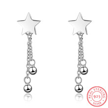 100% 925 Solid Real Sterling Silver Star Links Beads Stud Earrings Gift For Women Girls Kids Lady Da116 2024 - buy cheap
