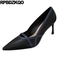 Black Work Shoes Women Leather Strap Scarpin Designer Office Fashion Formal 2021 Size 4 34 High Heels Pointed Toe Pumps Elegant 2024 - buy cheap