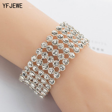 YFJEWE Новинка 5 рядов точек свадебный браслет для невесты женские серебряные браслеты с кристаллами браслеты для влюбленной Девушки Подарки для вечерние B163 2024 - купить недорого
