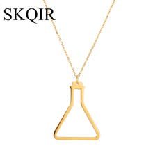 SKQIR Cute Triangle Shape Geometric Rose Gold Color Flask Necklaces for Women Medical Container Collier Femme Collares Necklace 2024 - buy cheap