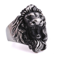 Мужское кольцо с головой льва в стиле хип-хоп, ювелирное изделие в стиле панк-рок, король льва из титановой стали, бижутерия 2024 - купить недорого