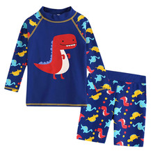 Купальник детский из полиэстера, комплект из двух предметов для мальчиков, женское бикини, пляжный купальник с динозавром, L0522 2024 - купить недорого