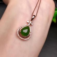 graceful  green  Jade necklace for women  silver jewelry real 925 silver round natural jade water drop girl party gift 2024 - buy cheap