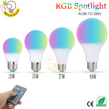 High Qulity 5W 7W 9W E27 RGB LED Bulb 16 Color Change RGB Lamp spot light 85-265v+Remote control ampolleta led rgb with memory 2024 - buy cheap