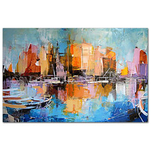 Professional Artist Handmade Impression Landscape Oil Painting on Canvas Abstract City Landscape Art Picture for Living Room 2024 - buy cheap