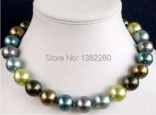 Joyería DIY de moda 12mm Multicolor perla de concha del Mar del Sur cuentas redondas collar de Calcedonia 18 "JT5664 2024 - compra barato