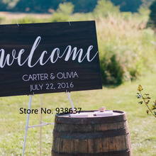 Waterproof Welcome Wedding Sign-Welcome to our Wedding-Custom Bride and Groom Names Vinyl Wall Stickers Decal Chalkboard ZB130 2024 - buy cheap