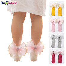 kids socks girls baby cotton sock with bow frilly toddler girl princess lace sock ruffles children white ankle socks 1-9 Year 2024 - buy cheap