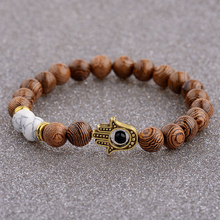 Ethnic Women 8mm Brown Wood Beads Bracelets Gold Color Hand Beads Prayer Bracelet For Men ABJ015 2024 - buy cheap