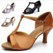 New 2017 Hot Sale Girls Women's Ballroom Tango Salsa Latin Dance Shoes  Sales Silver Gold Black Tan Color Wholesale 2024 - buy cheap